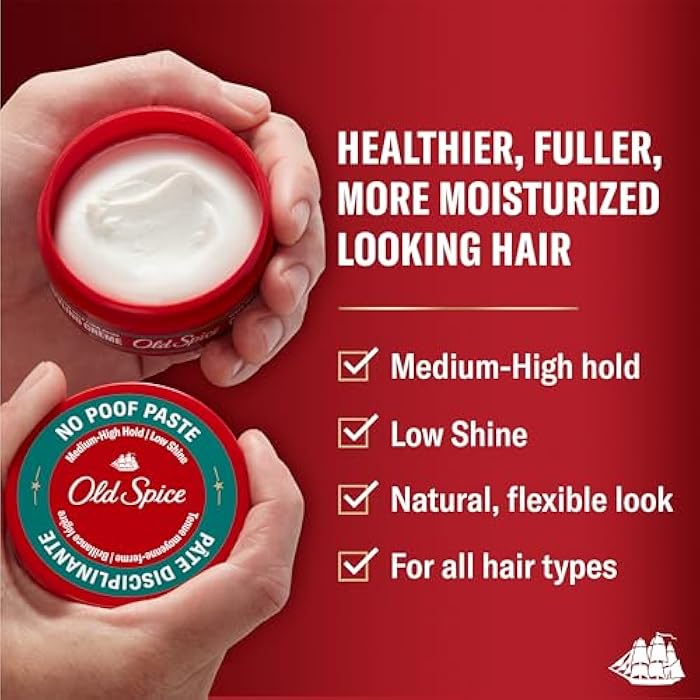 Old Spice No-Poof Paste, Hair Styling Paste for Men, Medium-High Hold, Low Shine, 2.22 Oz - Image 2